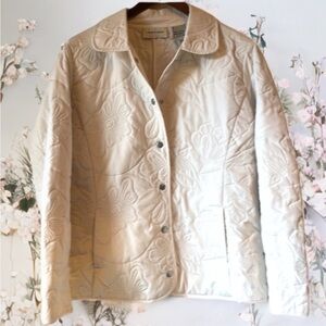 Lemon Grass Cream Floral Puffer Jacket